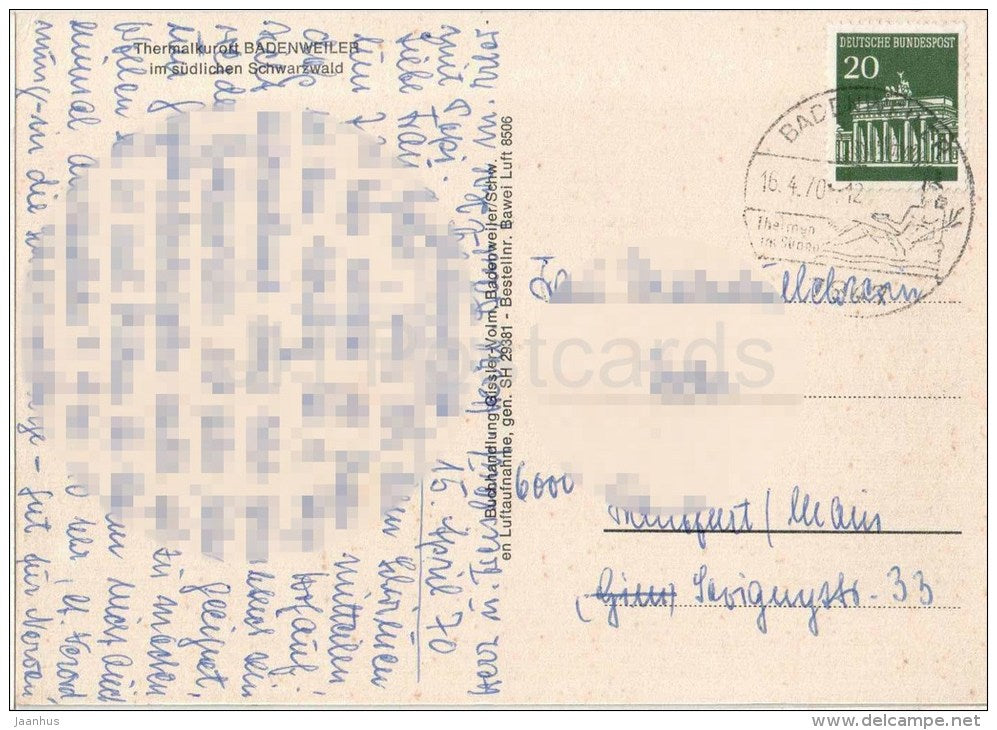 Thermalkurort im südlichen Schwarzwald - thermal spa - 1970 gelaufen - JH Postcards