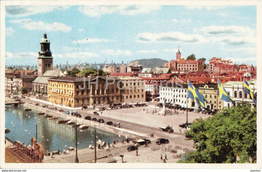 Goteborg - Gustav Adolfs torg - square - old postcard - 1955 - Sweden - used - JH Postcards