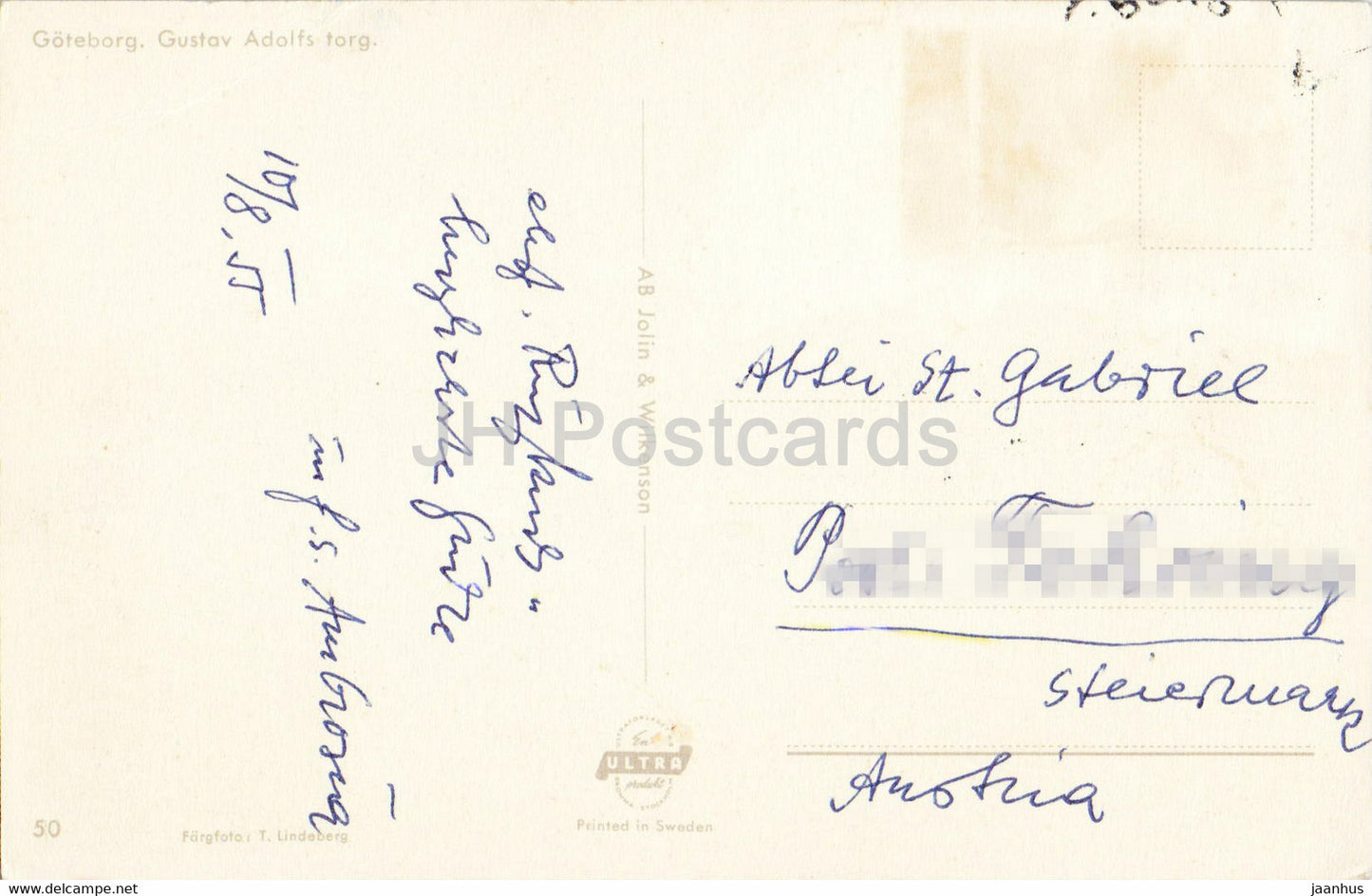 Goteborg - Gustav Adolfs torg - square - old postcard - 1955 - Sweden - used