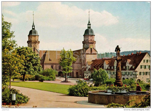 Freudenstadt im Schwarzwald - Marktplatzanlagen mit Stadtkirche - church - 2744 - Germany - 1976 gelaufen - JH Postcards