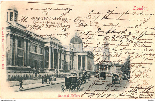 London - National Gallery - horse carriage - 4306 - old postcard - England - United Kingdom - used - JH Postcards