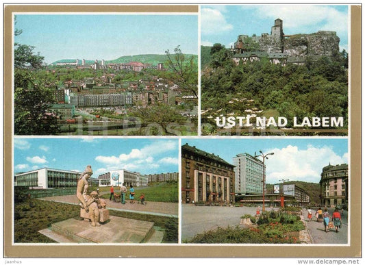 Usti nad Labem - View from Vetruse - Strekov castle - school - Peace square - Czechoslovakia - Czech - unused - JH Postcards