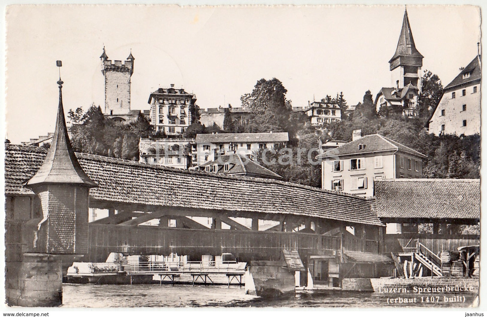 Luzern - Lucerne - Spreuerbrucke - 1107 - Switzerland - 1950s - used - JH Postcards