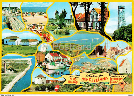 Greetings from Northern Jutland - Nordjylland - multiview - Denmark - unused - JH Postcards