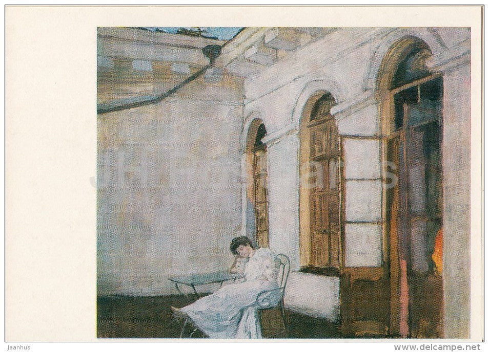 painting by S. Zhukovsky - A sleepless night , etude , 1903 - Russian art - 1985 - Russia USSR - unused - JH Postcards