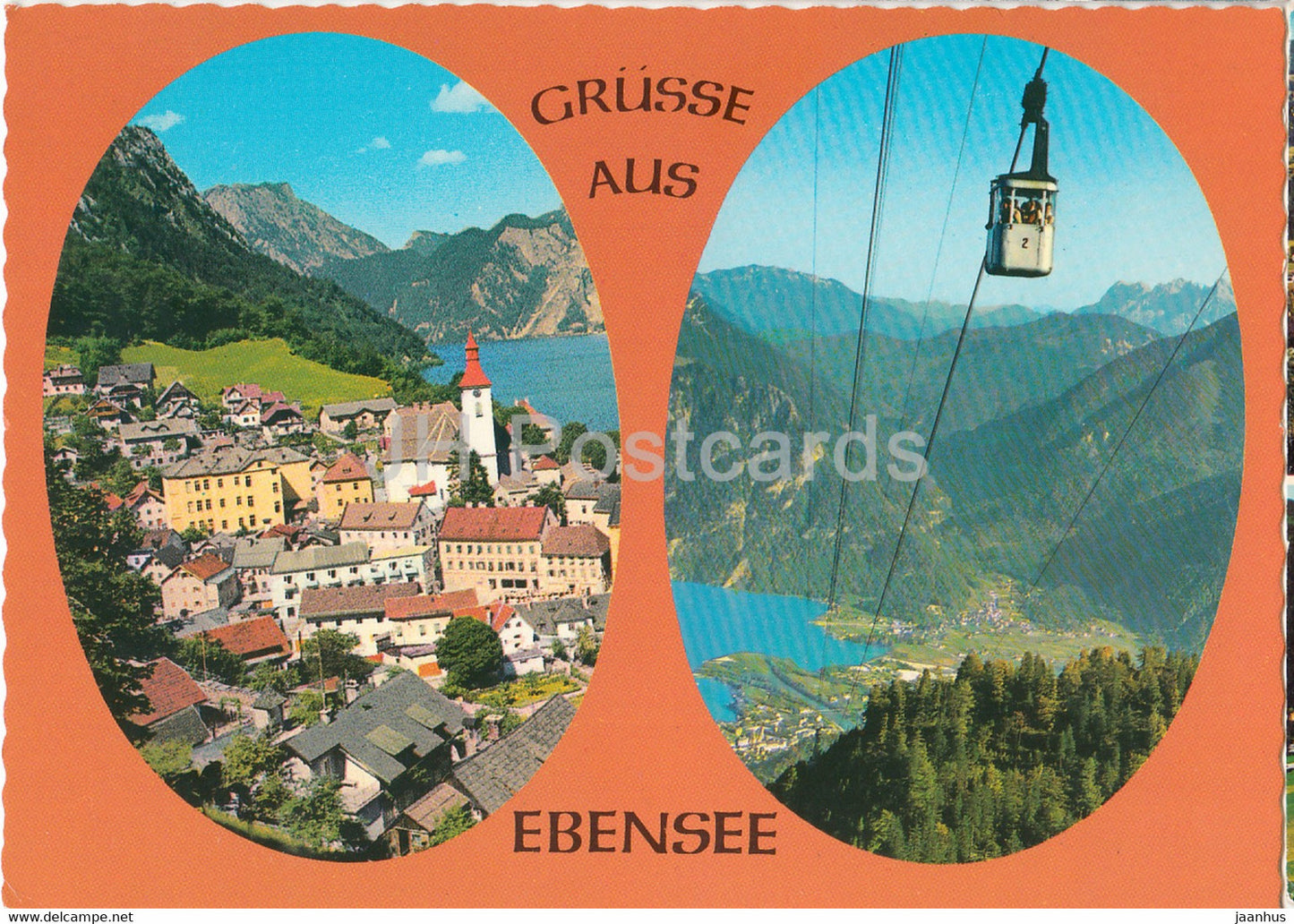 Grusse aus Ebensee - Stadtzentrum - cable car - multiview - Austria - unused - JH Postcards