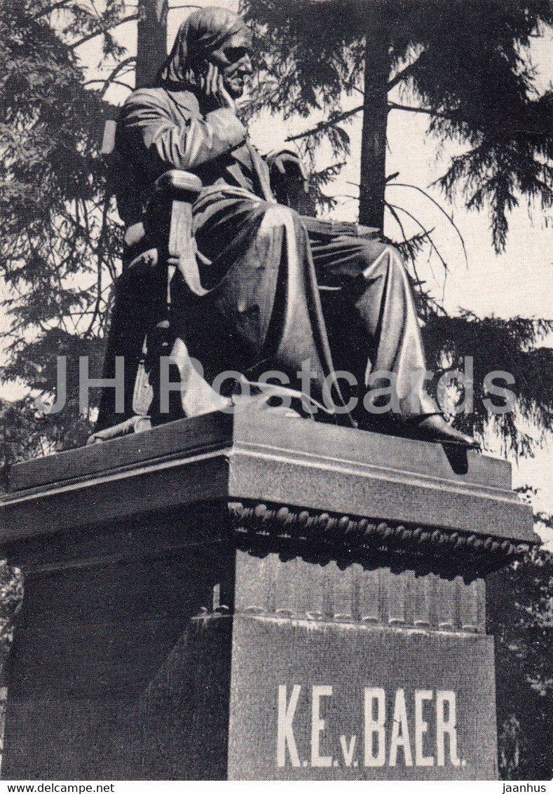 Baltic German scientist Karl Ernst von Baer - monument - biologist - famous people - 1976 - Estonia USSR - unused - JH Postcards