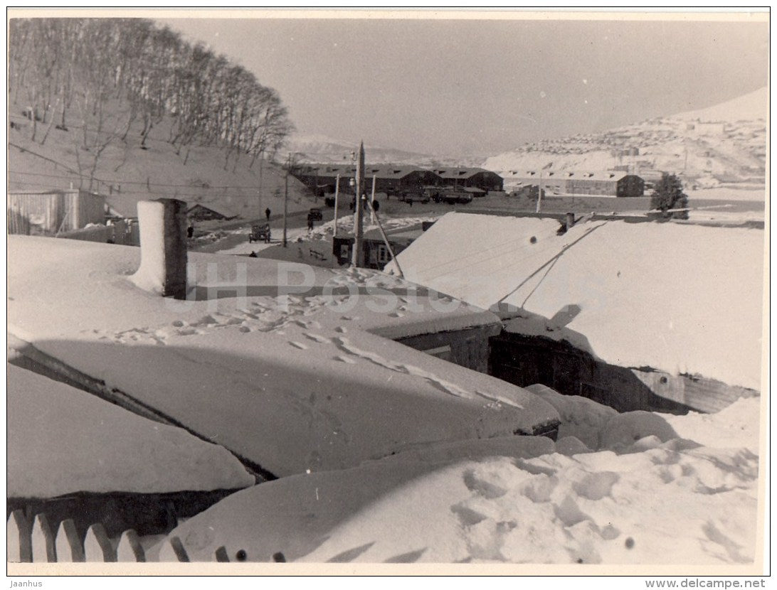 Teatralnaya square - winter view - Petropavlovsk-Kamchatsky - old photo - 1962 - Russia USSR - used - JH Postcards