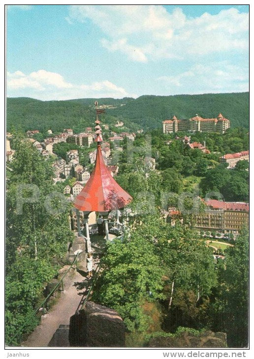 Karlovy Vary - Karlsbad - general view - Imperial sanatorium in background - spa - Czechoslovakia - Czech - unused - JH Postcards