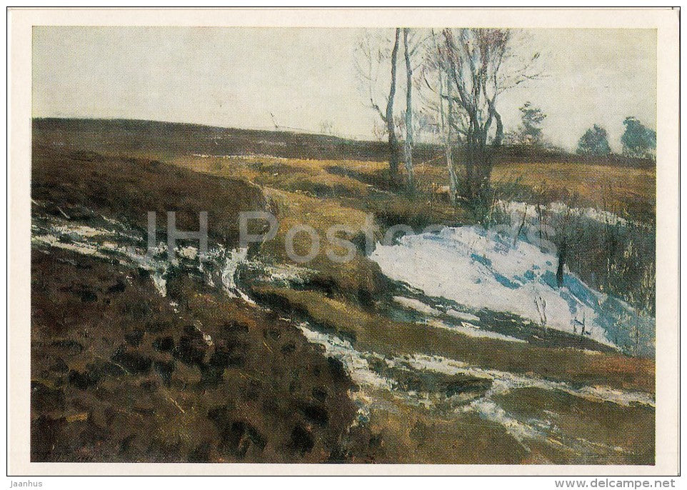 painting by A. Gritsai - The Last Snow , 1962 - Russian art - 1986 - Russia USSR - unused - JH Postcards