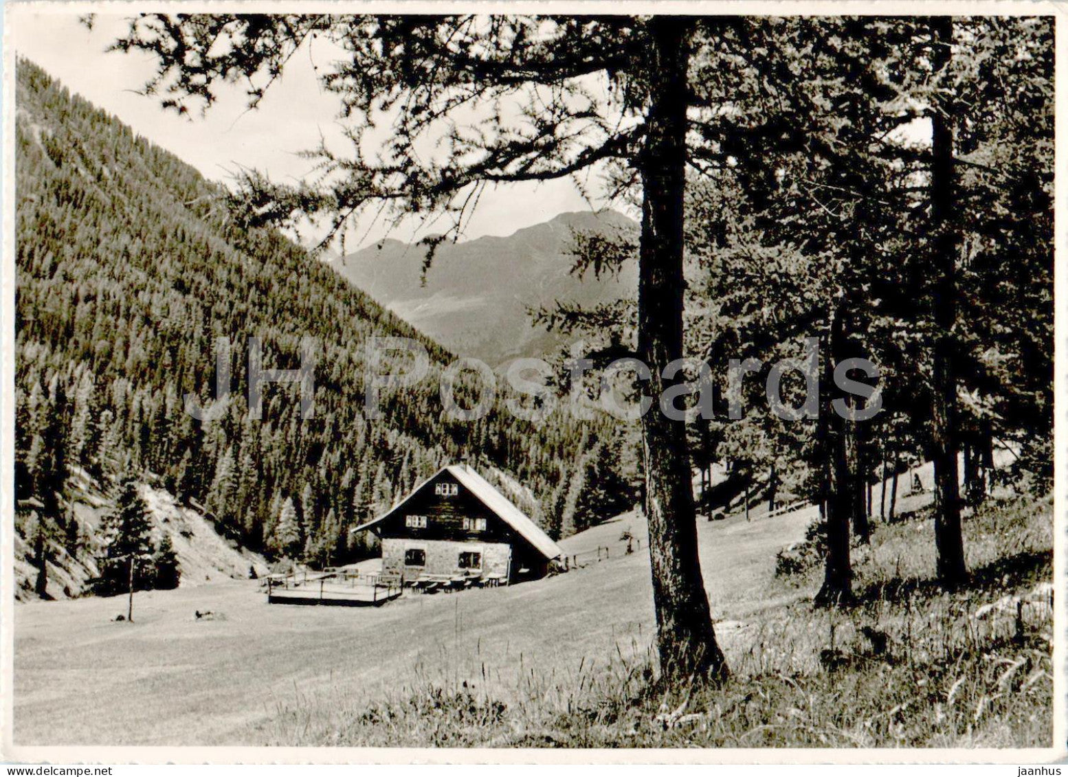 Parkhutte Varusch - Dar Tor zum Nationalpark von Zuoz u S-chanf - 334 - old postcard - 1954 - Switzerland - used - JH Postcards
