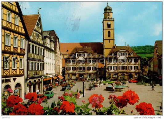 Bad Mergentheim - Marktplatz - market square - 6990 - Germany - 1986 gelaufen - JH Postcards