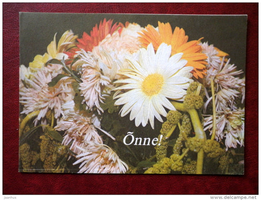 Greeting card - flowers composition - daisies - flowers - 1988 - Estonia USSR - used - JH Postcards