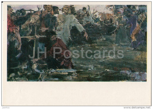 painting by N. Feshin - Uprising in the rear of Kolchak , 1923 - Russian art - 1985 - Russia USSR - unused - JH Postcards