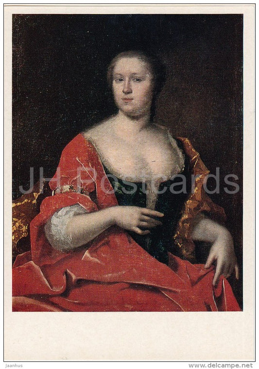 painting by P. Frankar - Portrait of Woman , 1738 - Russian art - 1976 - Russia USSR - unused - JH Postcards