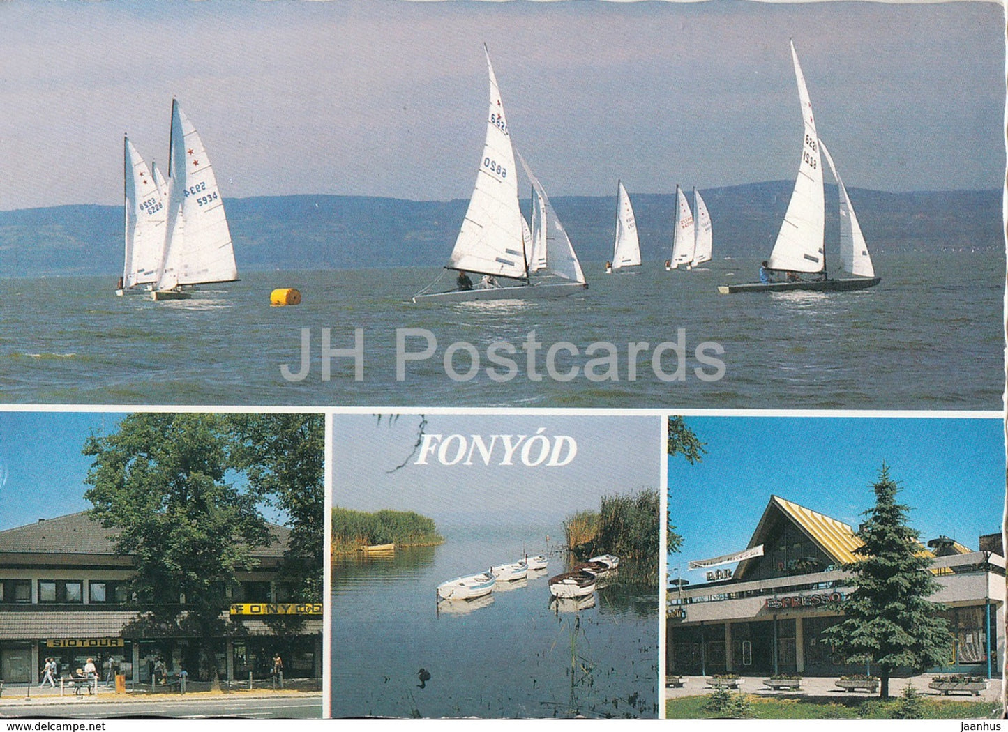 Fonyod - sailing boat - multiview - 1988 - Hungary - used - JH Postcards