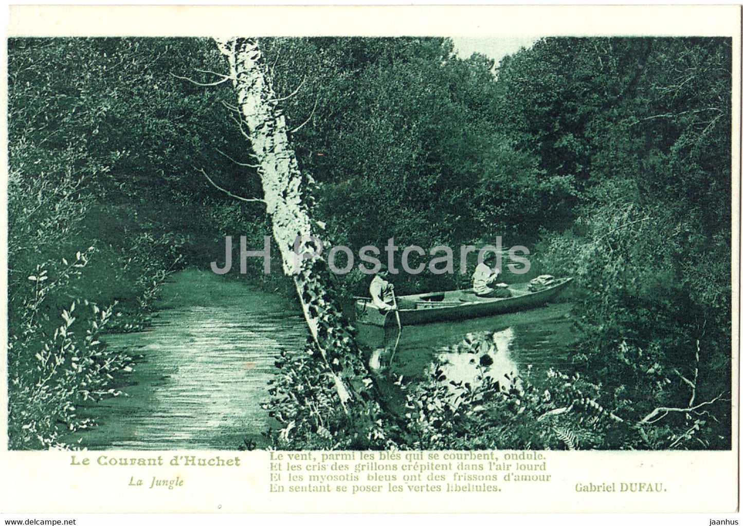 Le Courant d'Huchet - La Jungle - Gabriel Dufau - boat - old postcard - France - unused - JH Postcards