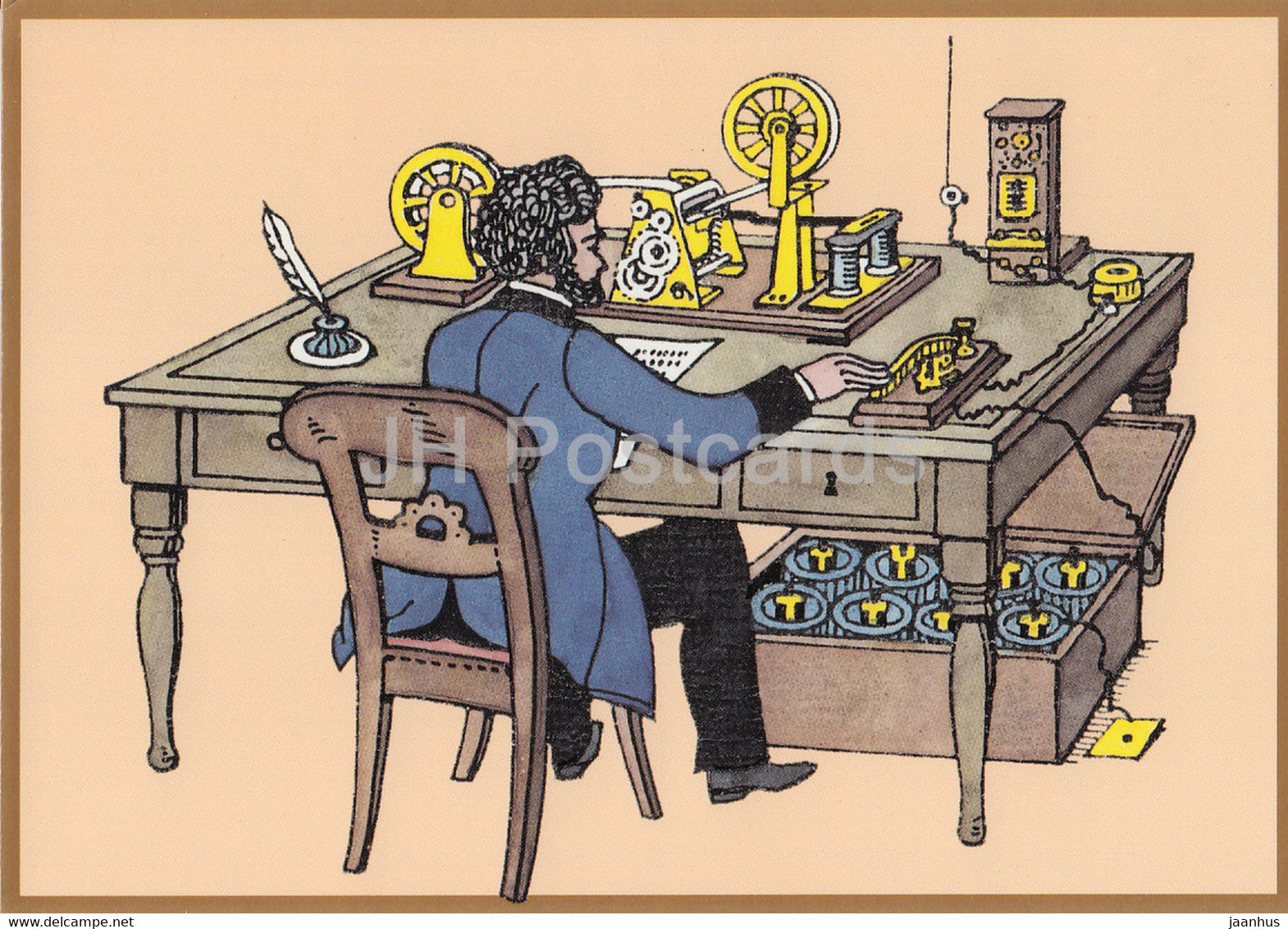 Telegraphenburo - Telegraph office - illustration - Germany - unused - JH Postcards