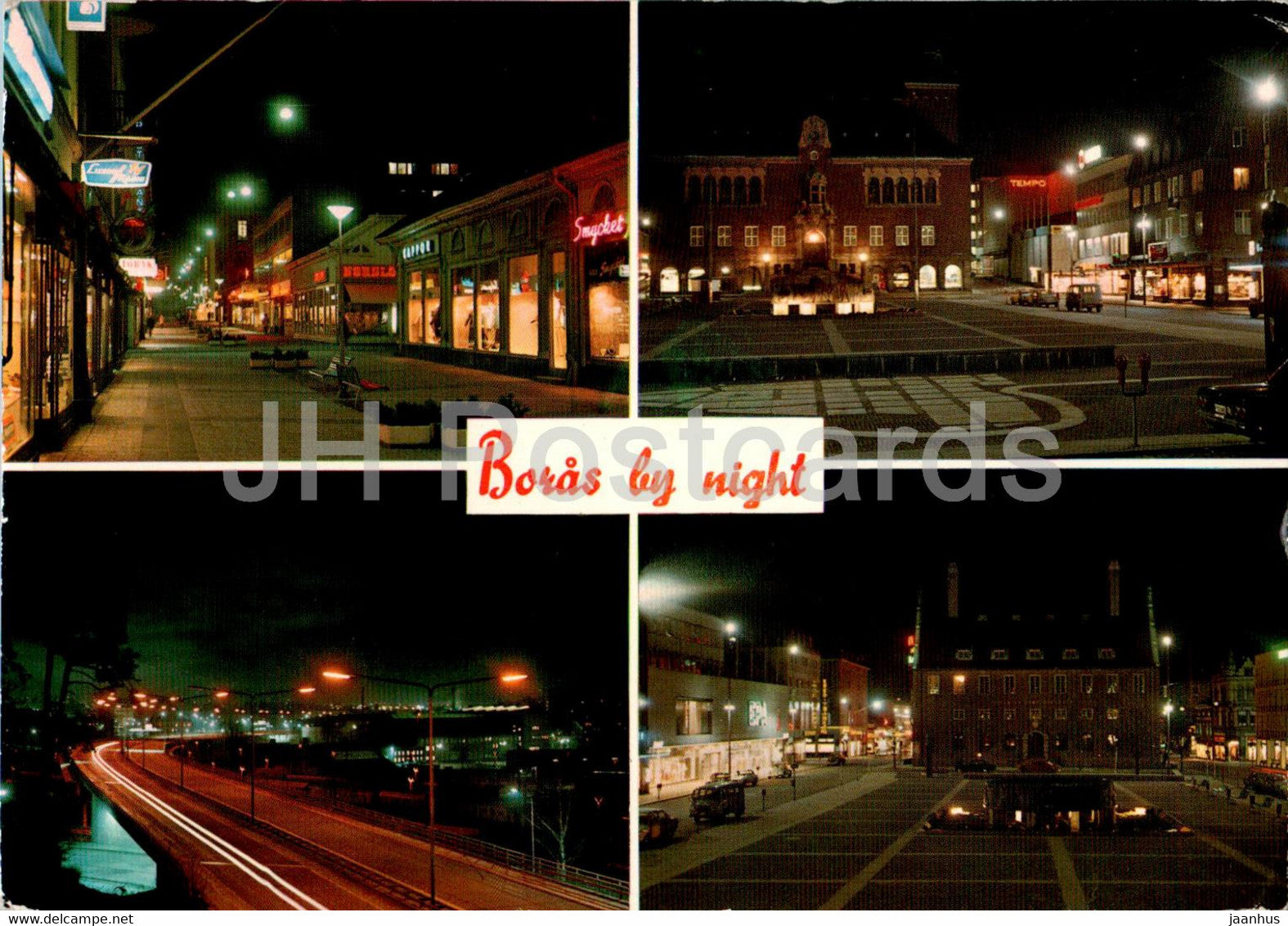 Boras by Night - multiview - 1973 - Sweden - used - JH Postcards