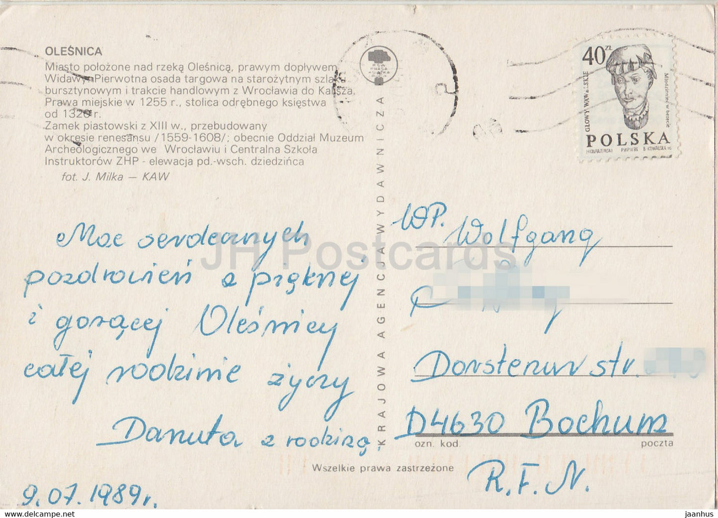 Olesnica - castle - 1989 - Poland - used