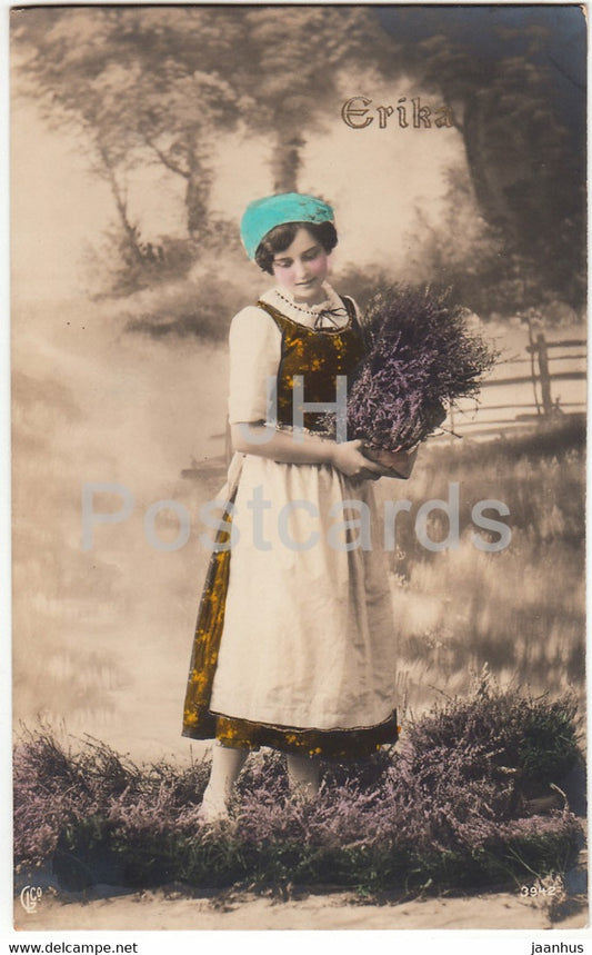 ERIKA - woman - folk costumes - 3942 - old postcard - 1916 - used - JH Postcards