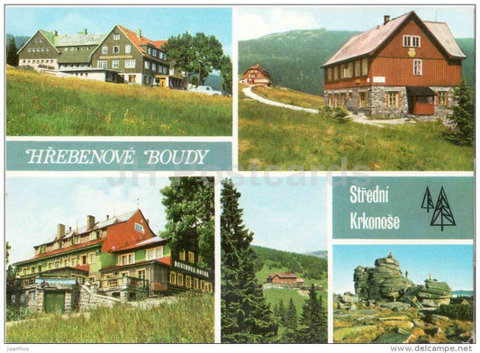 Krkonose - Medvedi hut - Fucikovy hut - Davidova hut - Divci stones - Martinovka - Czechoslovakia - Czech - unused - JH Postcards