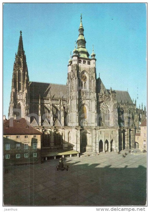 St. Vitus Cathedral , view from East - Praha - Prague  - Czechoslovakia - Czech - used 1974 - JH Postcards