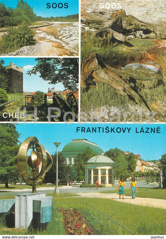 Soos - Frantiskovy Lazne - Cheb - Mir square - multiviews - Czechoslovakia - Czech Republic - unused - JH Postcards