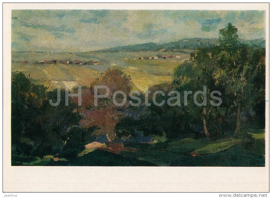 painting by A. Kiselyev - End of Summer , 1972 - Russian art - 1976 - Russia USSR - unused - JH Postcards