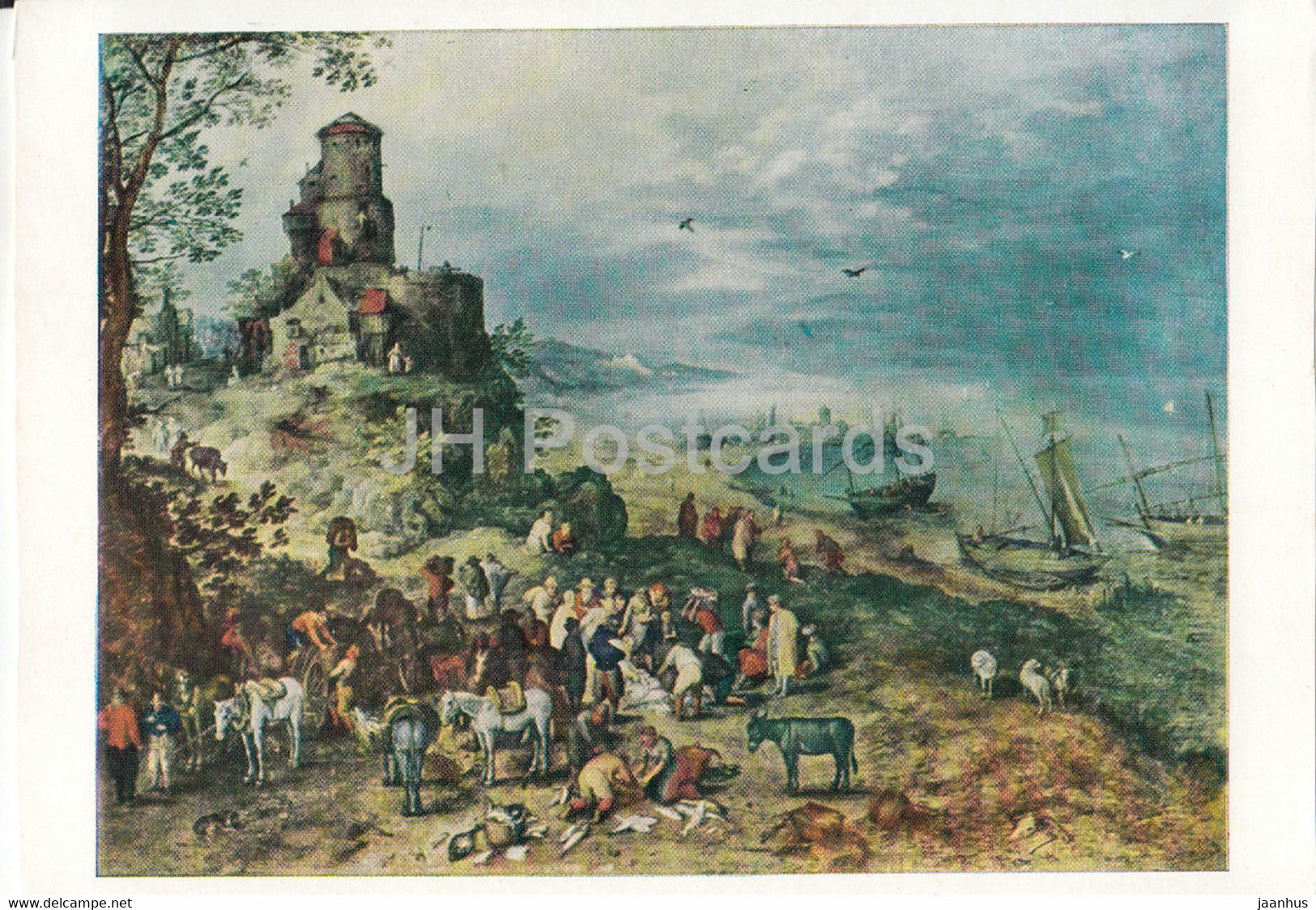 painting by Jan Bruegel - Kustenlandschaft mit Berufung des Petrus und Andreas - Flemish art - 1971 - Germany - unused - JH Postcards