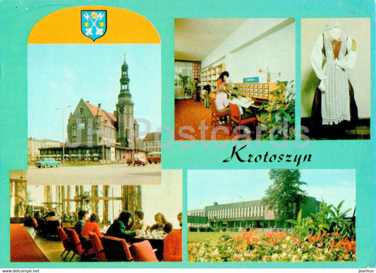 Krotoszyn - Ratusz - Biblioteka - kawiarna Ratuszowa - Town Hall - library - cafe - multiview - Poland - unused - JH Postcards