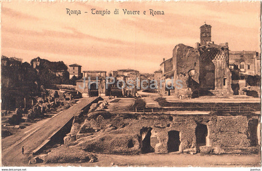 Roma - Rome - Tempio di Venere e Roma - ancient - old postcard - Italy - unused - JH Postcards