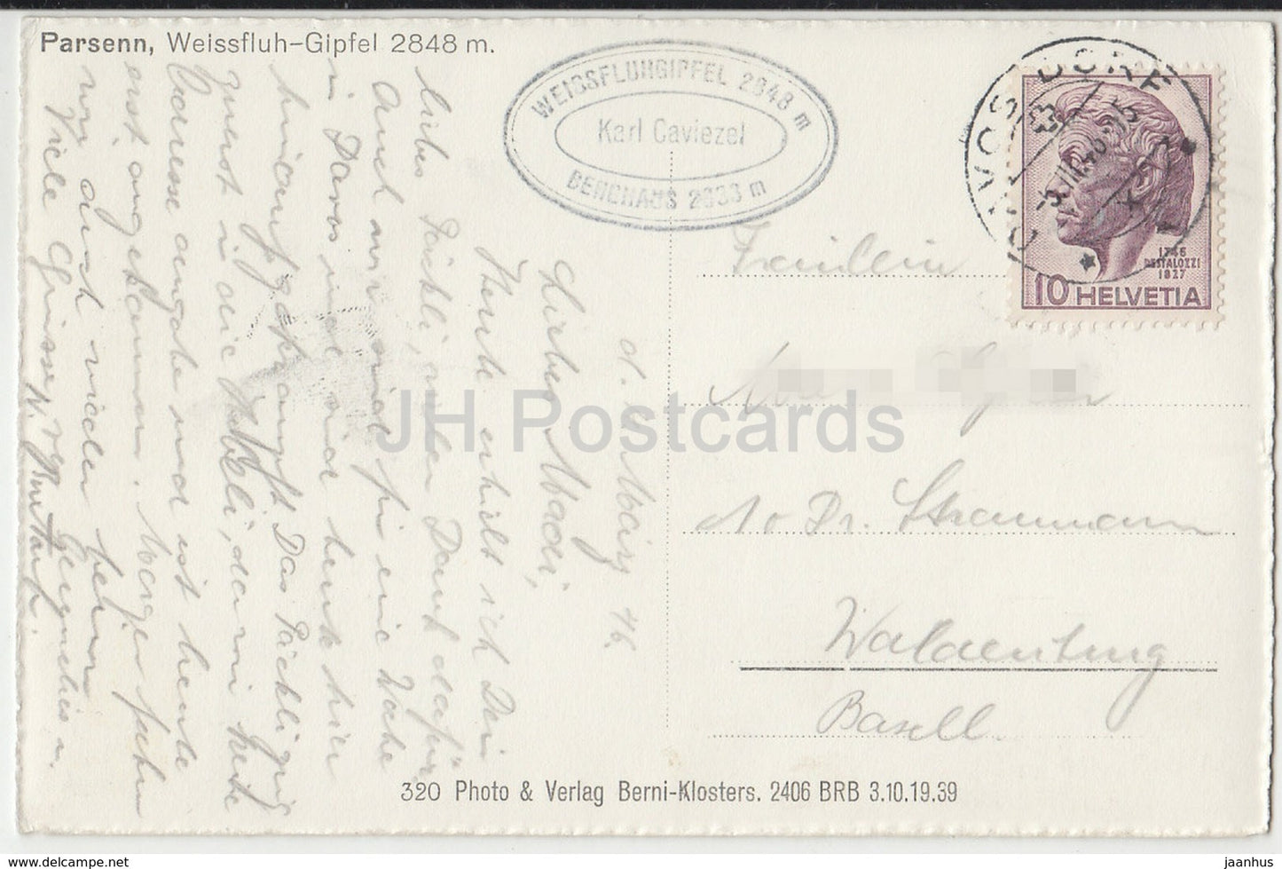 Parsenn - Weissfluh-Gipfel 2848 m - 320 - Switzerland - 1946 - used