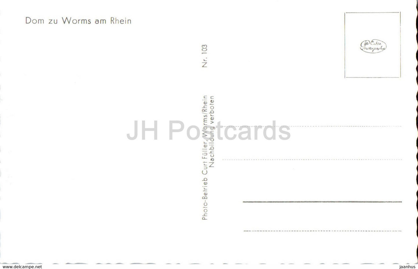 Dom zum Worms am Rhein - Dom - alte Postkarte - Deutschland - unbenutzt