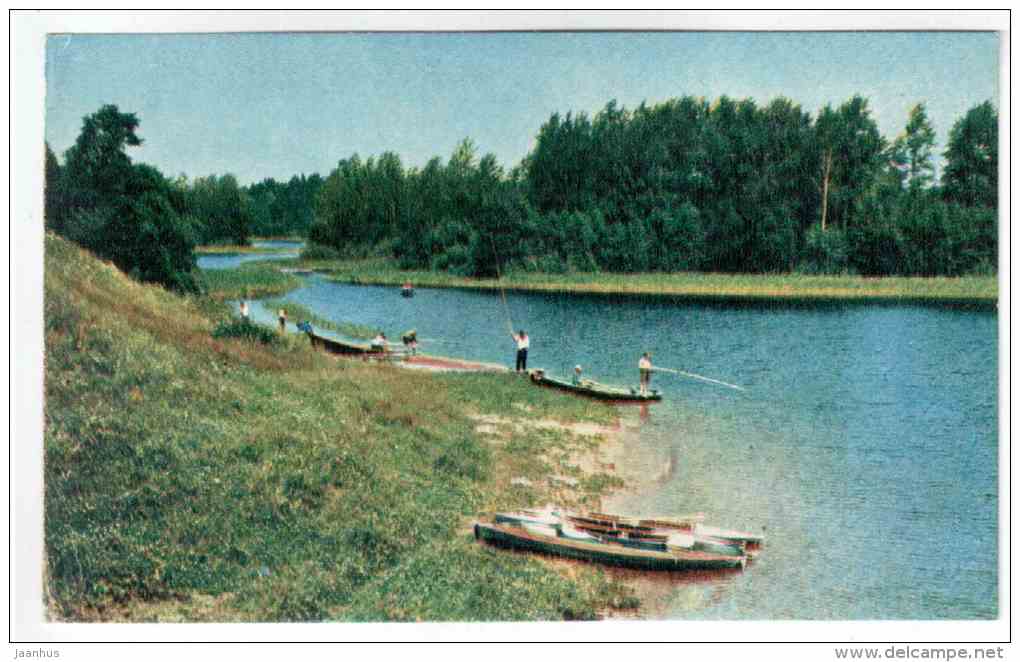 water road - fishing - boats - Lake Seliger - 1968 - Russia USSR - unused - JH Postcards