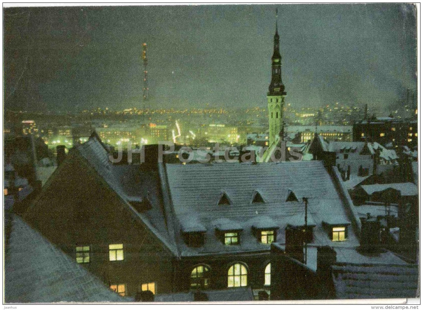 New Year Greeting Card - Old Town view - Tallinn - 1971 - Estonia USSR - unused - JH Postcards