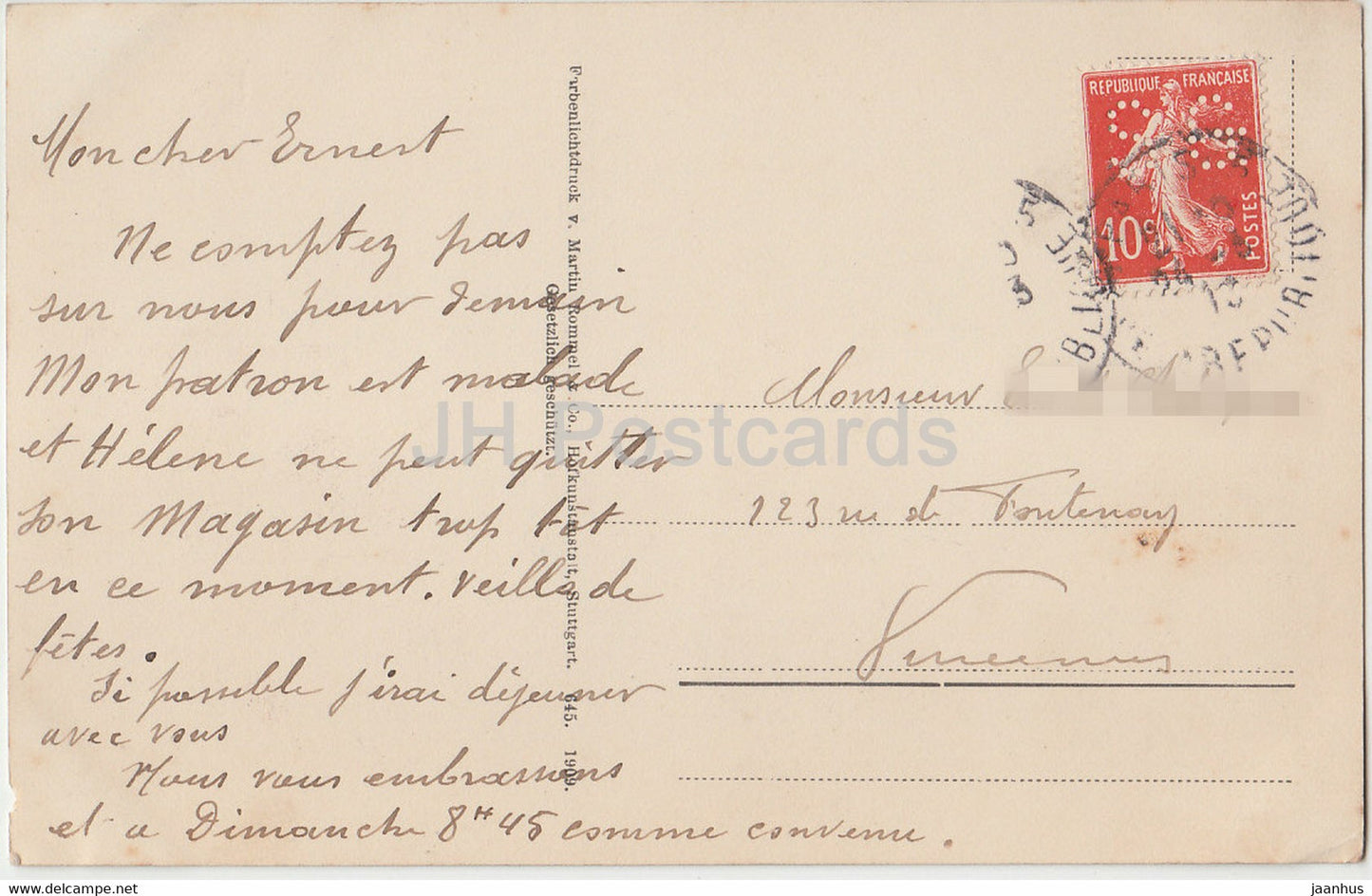 fleurs - roses - carte postale ancienne - 1910 - France - occasion