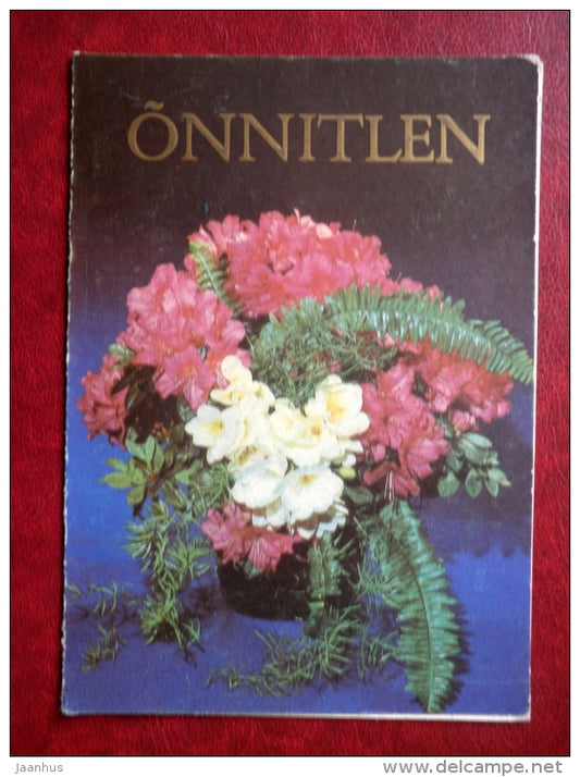 Greeting card - flowers composition - flowers - 1987 - Estonia USSR - used - JH Postcards