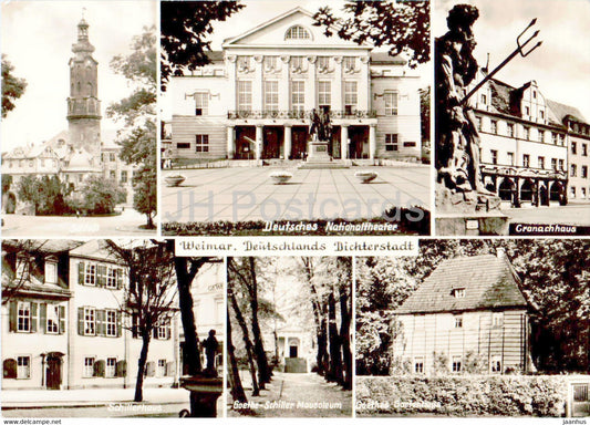 Weimar - Deutschlands Dichterstadt - Nationaltheater - Cranachhaus - old postcard - 1971 - Germany DDR - used - JH Postcards