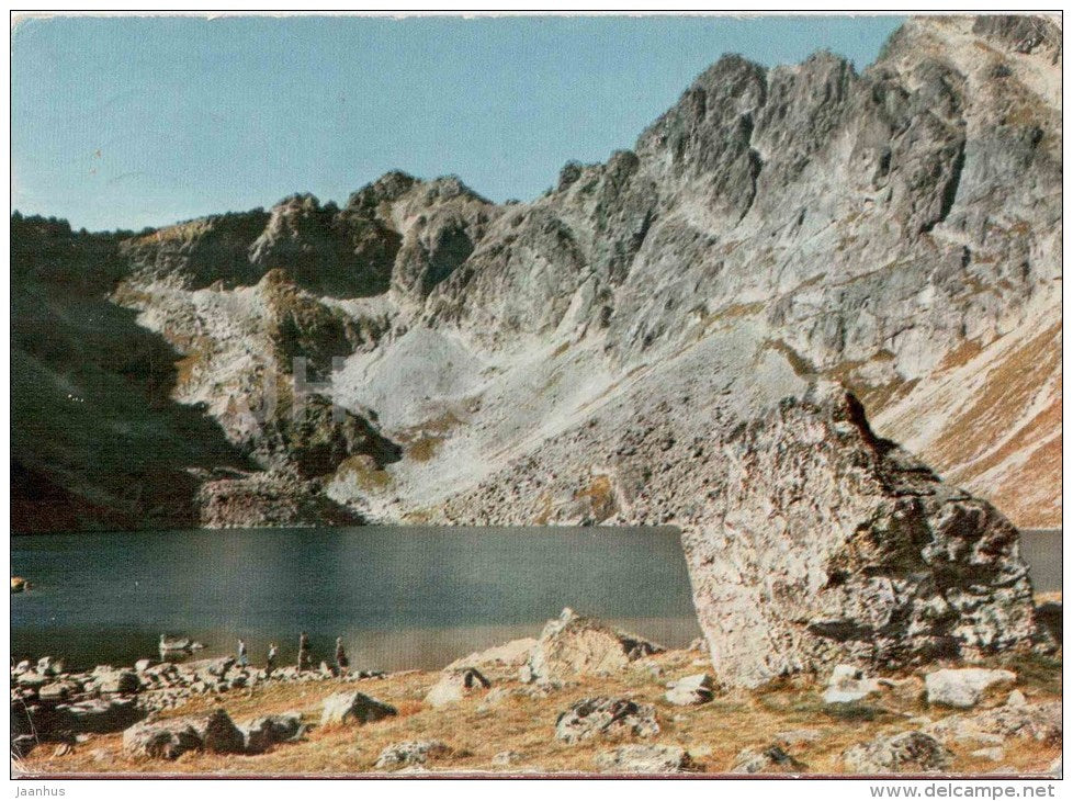 lake Velke Hincovo Pleso - Cubrinak peak - Velky Mengusovsky stit - High Tatras - Czechoslovakia - Slovakia - used 1965 - JH Postcards