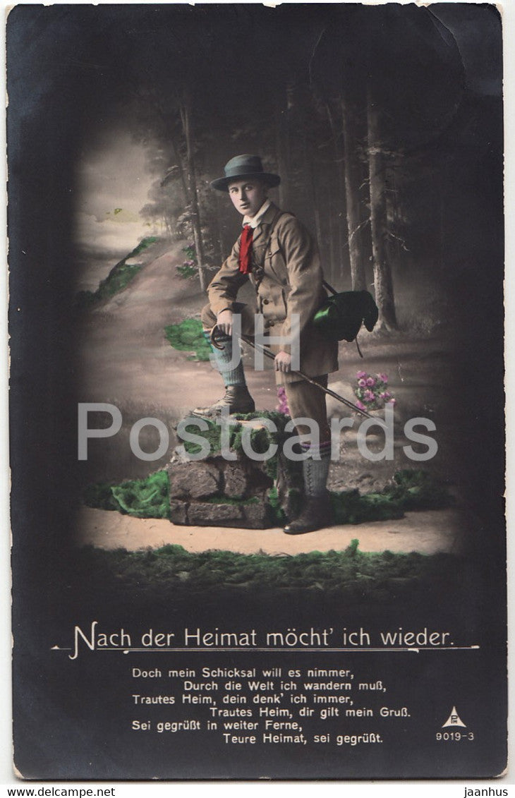 Nach der Heimat mocht ich wieder - man - PH 9019-3 - old postcard - 1915 - Germany - used - JH Postcards