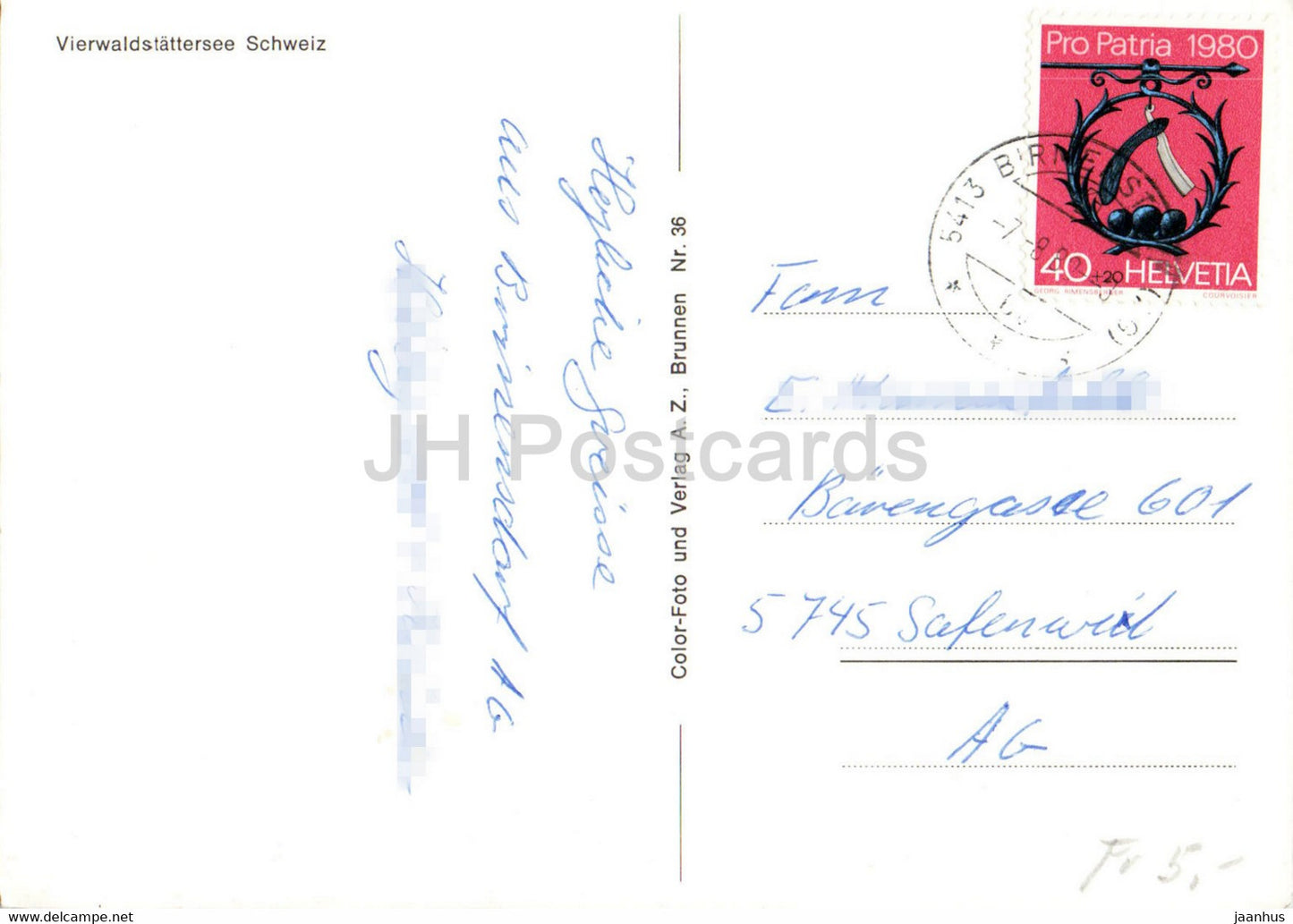 Vierwaldstattersee - ship Unterwalden - steamer - ship - 36 - 1980 - Switzerland - used