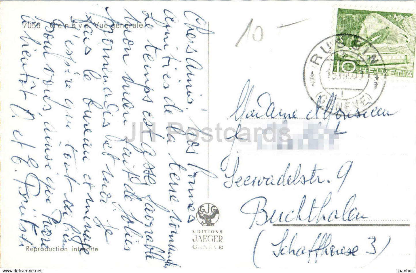 Genf - Geneve - Vue Generale - Schiff - 7056 - alte Postkarte - Schweiz - gebraucht