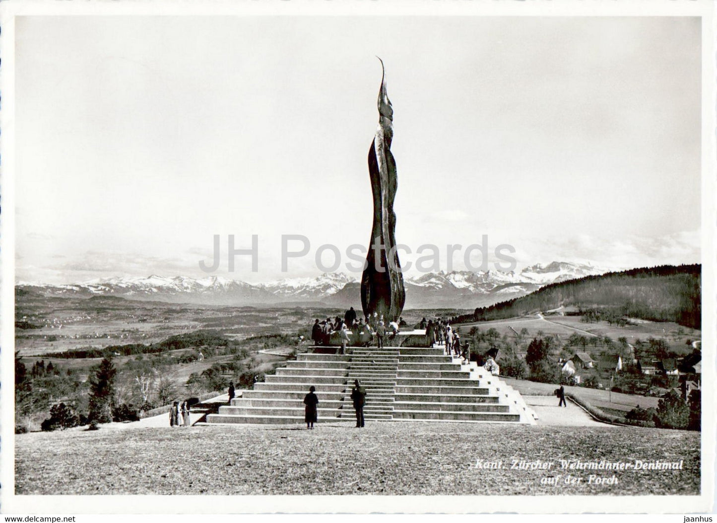 Kant Zurcher Wehrmanner Denkmal auf der Forch - monument - old postcard - 1940 - Switzerland - used - JH Postcards