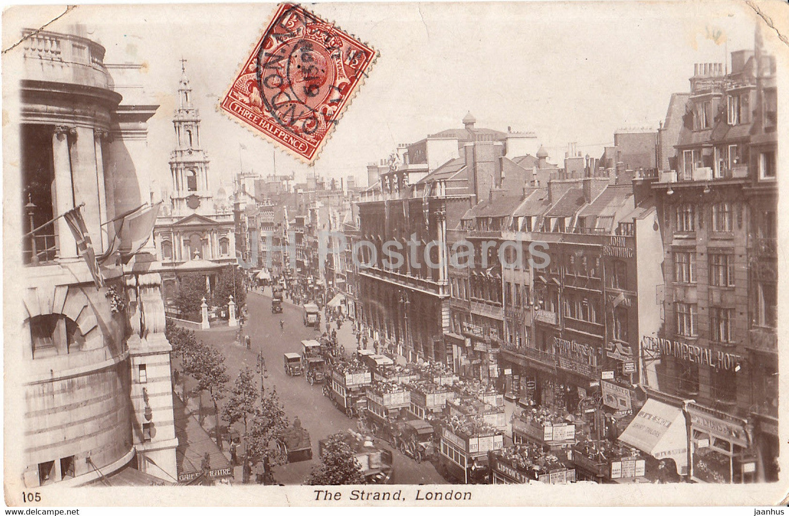 London - The Strand - bus - 105 - old postcard - England - United Kingdom - used - JH Postcards