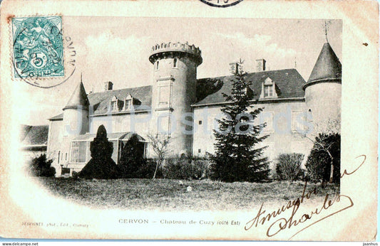 Cervon - Chateau de Cuzy - cote est - castle - old postcard - 1906 - France - used - JH Postcards