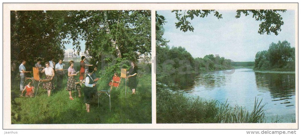 artist - Protva river - Obninsk - nuclear city - 1987 - Russia USSR - unused - JH Postcards