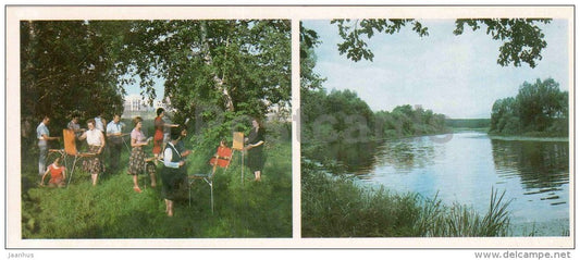 artist - Protva river - Obninsk - nuclear city - 1987 - Russia USSR - unused - JH Postcards