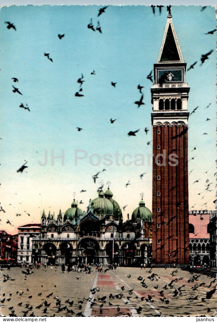 Venezia - Venice - Piazza S Marco e Campanile - St Mark's Square and the Campanile - old postcard - 1954 - Italy - used - JH Postcards