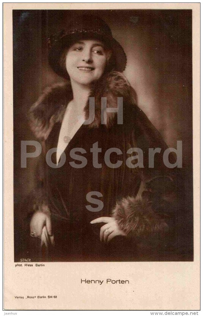 movie actress Henny Porten - Verlag Ross - film - 574/2 - Germany - used in Estonia 1924 - JH Postcards